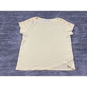 Rafaella‎ Top Womens Extra Large Yellow Shortsleeve 100% Cotton Casual Tie